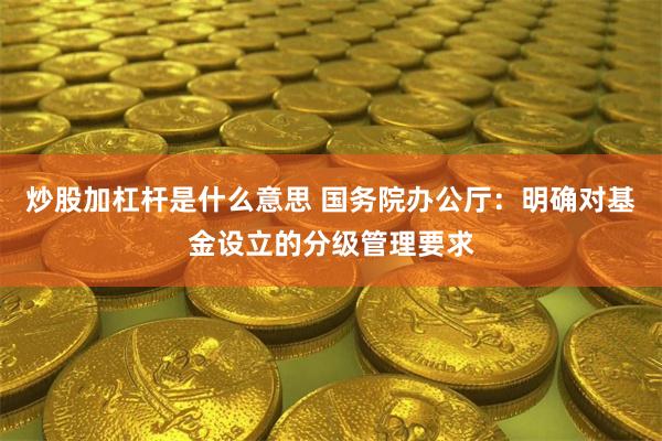 炒股加杠杆是什么意思 国务院办公厅：明确对基金设立的分级管理要求