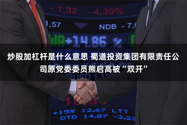 炒股加杠杆是什么意思 蜀道投资集团有限责任公司原党委委员熊启高被“双开”