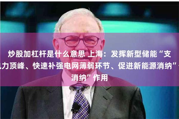 炒股加杠杆是什么意思 上海：发挥新型储能“支撑电力顶峰、快速补强电网薄弱环节、促进新能源消纳”作用